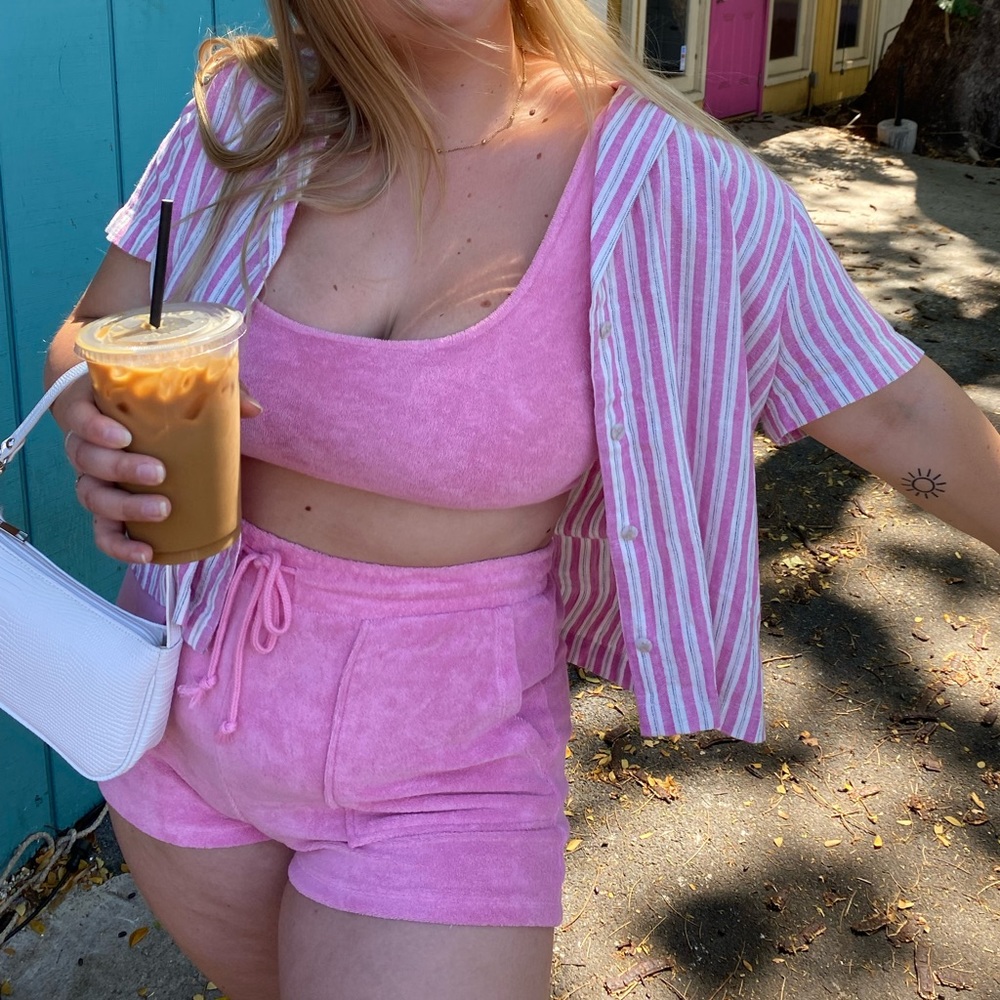 Zara terry cloth pink two piece set